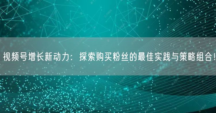 视频号增长新动力：探索购买粉丝的最佳实践与策略组合！