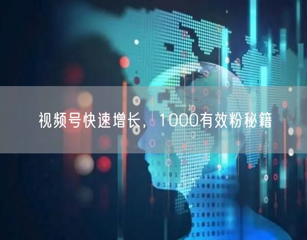 视频号快速增长，1000有效粉秘籍