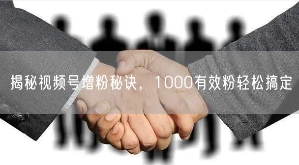 揭秘视频号增粉秘诀，1000有效粉轻松搞定