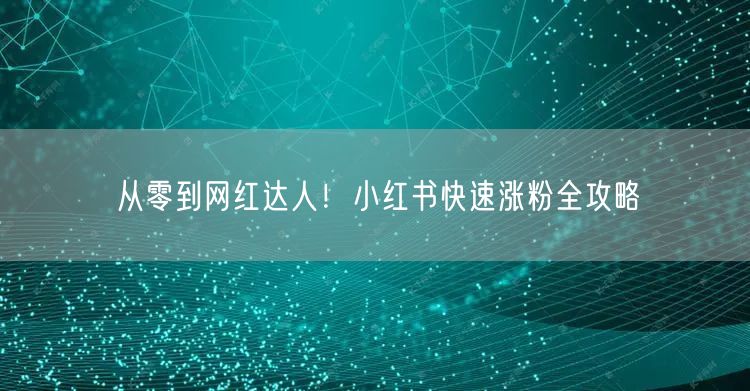 从零到网红达人！小红书快速涨粉全攻略