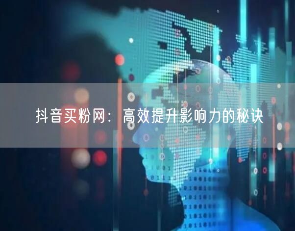 抖音买粉网：高效提升影响力的秘诀