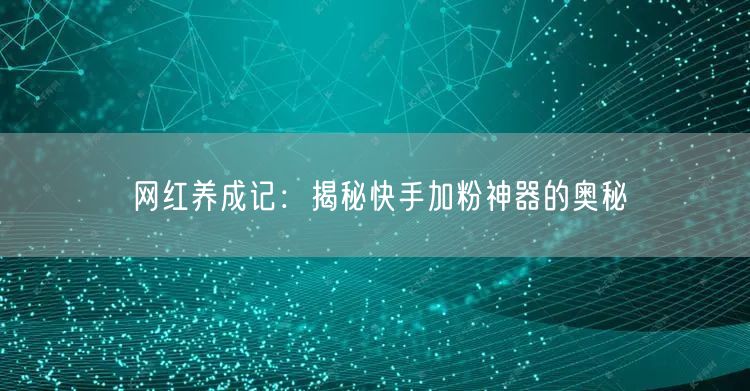 网红养成记：揭秘快手加粉神器的奥秘