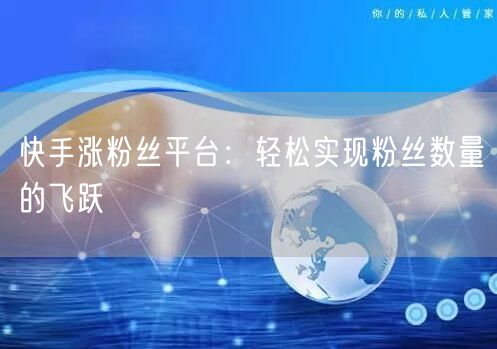 快手涨粉丝平台：轻松实现粉丝数量的飞跃