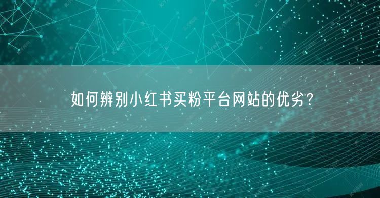 如何辨别小红书买粉平台网站的优劣？