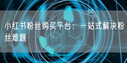 小红书粉丝购买平台：一站式解决粉丝难题