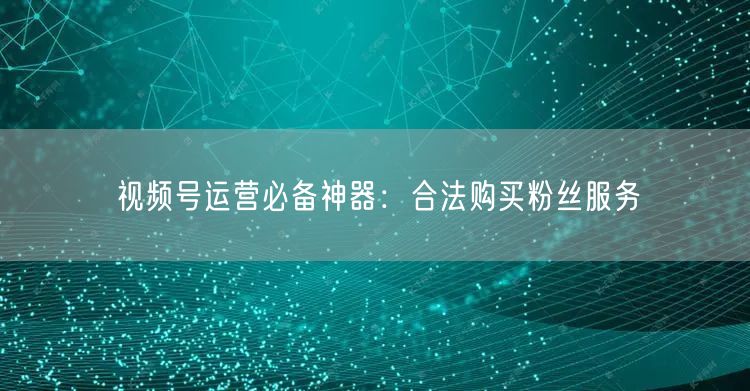 视频号运营必备神器：合法购买粉丝服务