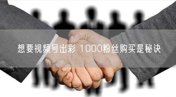 想要视频号出彩 1000粉丝购买是秘诀