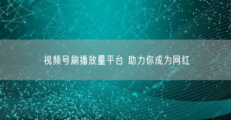 视频号刷播放量平台 助力你成为网红
