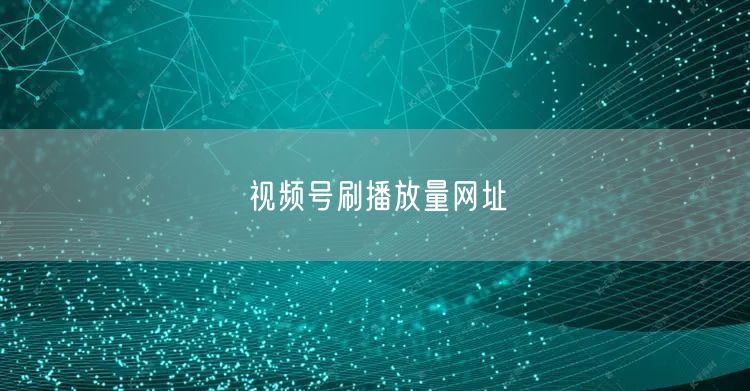 视频号刷播放量网址